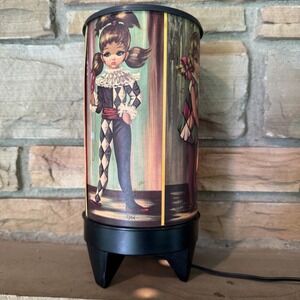 Eden Vintage 1960s Big Eyed Girl Harlequin 4 sided Cylinder Lamp Mid Century Mod